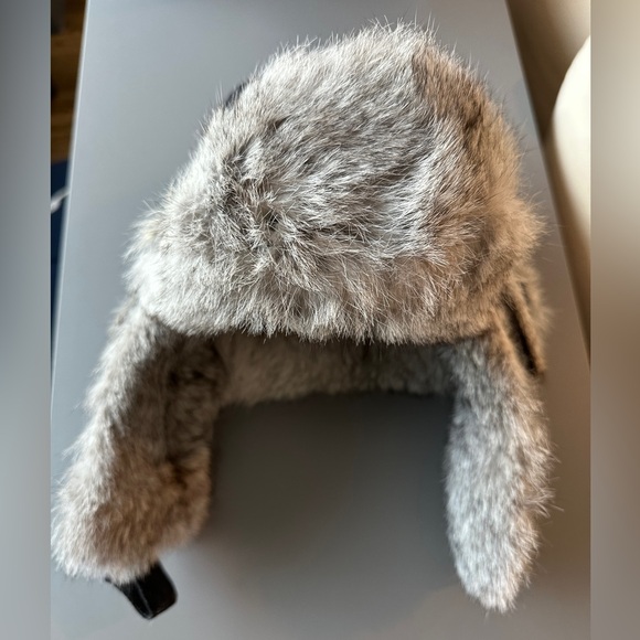 Winter Fur Real Rabbit Fur Wool Blend Buffalo Check Trapper Hat Black/Grey S/M - Picture 3 of 11